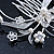 Bridal/ Wedding/ Prom/ Party Rhodium Plated Clear Austrian Crystal/ Simulated Pearl Floral Hair Comb - 75mm - view 5