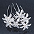 Bridal/ Wedding/ Prom/ Party Set Of 6 Rhodium Plated Crystal Daisy Flower Hair Pins - view 8