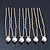 Bridal/ Wedding/ Prom/ Party Set Of 6 Gold Plated Crystal Simulated Pearl Hair Pins - view 3