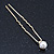 Bridal/ Wedding/ Prom/ Party Set Of 6 Gold Plated Crystal Simulated Pearl Hair Pins - view 5