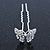Bridal/ Wedding/ Prom/ Party Set Of 6 Rhodium Plated Crystal 'Butterfly'  Hair Pins - view 4