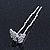 Bridal/ Wedding/ Prom/ Party Set Of 6 Rhodium Plated Crystal 'Butterfly'  Hair Pins - view 5