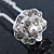 Bridal/ Wedding/ Prom/ Party Set Of 3 Rhodium Plated Crystal Simulated Pearl Rose Flower Hair Pins - view 9