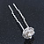 Bridal/ Wedding/ Prom/ Party Set Of 3 Rhodium Plated Crystal Simulated Pearl Rose Flower Hair Pins - view 5