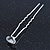 Bridal/ Wedding/ Prom/ Party Set Of 6 Rhodium Plated Crystal Bead Hair Pins - view 5