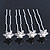Bridal/ Wedding/ Prom/ Party Set Of 4 Rhodium Plated Crystal Simulated Pearl Flower Hair Pins - view 1