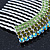 Rhodium Plated Green/AB Gradient Swarovski Crystal Hair Comb - 60mm - view 4