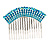 Rhodium Plated Blue/AB Gradient Swarovski Crystal Hair Comb - 60mm - view 1