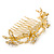 Bridal/ Wedding/ Prom/ Party Gold Plated Clear Swarovski Crystal Floral Hair Comb - 95mm - view 9