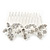 Bridal/ Wedding/ Prom/ Party Rhodium Plated Clear Swarovski Crystal Butterfly Hair Comb - 75mm - view 2