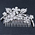 Statement Bridal/ Wedding/ Prom/ Party Rhodium Plated Clear Swarovski Sculptured Floral Crystal Side Hair Comb - 12cm Width