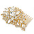 Bridal/ Wedding/ Prom/ Party Gold Plated Clear Swarovski Sculptured Leaf Crystal Hair Comb - 85mm - view 8