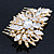 Bridal/ Wedding/ Prom/ Party Gold Plated Clear Swarovski Sculptured Leaf Crystal Hair Comb - 85mm - view 3
