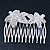 Bridal/ Wedding/ Prom/ Party Rhodium Plated Clear/AB Swarovski Crystal Floral Hair Comb - 70mm - view 6