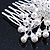 Bridal/ Wedding/ Prom/ Party Rhodium Plated Cluster White Simulated Pearl Bead and Swarovski Crystal Hair Comb - 80mm - view 5
