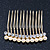 Bridal/ Wedding/ Prom/ Party Gold Plated Clear Crystal and Light Cream Simulated Pearl Mini Hair Comb - 50mm