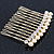 Bridal/ Wedding/ Prom/ Party Gold Plated Clear Crystal and Light Cream Simulated Pearl Mini Hair Comb - 50mm - view 6