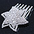 'Shining Star' Rhodium Plated Clear Swarovski Crystal Mini Hair Comb - 45mm - view 3