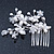 Bridal/ Wedding/ Prom/ Party Rhodium Plated Clear Austrian Crystal Simulated Pearl Butterfly Hair Comb - 80mm