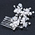 Bridal/ Wedding/ Prom/ Party Rhodium Plated Clear Austrian Crystal Simulated Pearl Butterfly Hair Comb - 80mm - view 6