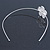Bridal/ Wedding/ Prom Rhodium Plated White Faux Pearl, Crystal Flower Tiara Headband - view 5