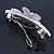 Light Silver/ Light Grey Acrylic Crystal '3D Flower' Barrette Hair Clip Grip - 85mm Across - view 6