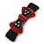 Black/ Red Acrylic Crystal Bow Barrette Hair Clip Grip - 80mm Across - view 5