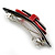 Black/ Red Acrylic Crystal Bow Barrette Hair Clip Grip - 80mm Across - view 6