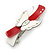 White/ Red Acrylic Crystal Butterfly Barrette Hair Clip Grip - 95mm Across - view 8