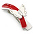 White/ Red Acrylic Crystal Butterfly Barrette Hair Clip Grip - 95mm Across - view 2