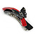 Black/ Red Acrylic Crystal Butterfly Barrette Hair Clip Grip - 95mm Across - view 5