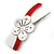 White/ Red Acrylic Crystal Flower Barrette Hair Clip Grip - 85mm Across - view 10