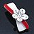 White/ Red Acrylic Crystal Flower Barrette Hair Clip Grip - 85mm Across - view 8
