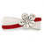 White/ Red Acrylic Crystal Flower Barrette Hair Clip Grip - 85mm Across - view 2