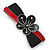 Black/ Red Acrylic Crystal Flower Barrette Hair Clip Grip - 85mm Across - view 7