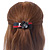 Black/ Red Acrylic Crystal Flower Barrette Hair Clip Grip - 85mm Across - view 2