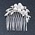 Bridal/ Wedding/ Prom/ Party Rhodium Plated Clear Austrian Crystal, Simulated Glass Pearl Double Flower Hair Comb - 50mm - view 6