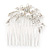 Bridal/ Wedding/ Prom/ Party Rhodium Plated Clear Austrian Crystal, Simulated Glass Pearl Double Flower Hair Comb - 50mm - view 4