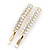 2 Bridal/ Prom Wide Crystal, Simulated Pearl Hair Grips/ Slides In Gold Plating - 60mm Across - view 2