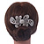 Statement Bridal/ Wedding/ Prom/ Party Rhodium Plated Clear Swarovski Sculptured 'Bow' Crystal Side Hair Comb - 11.5cm Width - view 3