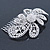 Statement Bridal/ Wedding/ Prom/ Party Rhodium Plated Clear Swarovski Sculptured 'Bow' Crystal Side Hair Comb - 11.5cm Width - view 5