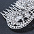 Statement Bridal/ Wedding/ Prom/ Party Rhodium Plated Clear Swarovski Sculptured 'Bow' Crystal Side Hair Comb - 11.5cm Width - view 6