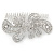 Statement Bridal/ Wedding/ Prom/ Party Rhodium Plated Clear Swarovski Sculptured 'Bow' Crystal Side Hair Comb - 11.5cm Width - view 2
