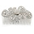 Statement Bridal/ Wedding/ Prom/ Party Rhodium Plated Clear Swarovski Sculptured 'Bow' Crystal Side Hair Comb - 11.5cm Width - view 8