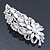 Bridal/ Wedding/ Prom/ Party Rhodium Plated Clear Swarovski Sculptured Leaf Crystal Hair Comb - 11.5cm