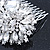 Bridal/ Wedding/ Prom/ Party Rhodium Plated Clear Swarovski Sculptured Leaf Crystal Hair Comb - 100mm - view 6