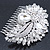 Bridal/ Wedding/ Prom/ Party Rhodium Plated Clear Swarovski Sculptured Leaf Crystal Hair Comb - 100mm - view 4
