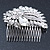 Bridal/ Wedding/ Prom/ Party Rhodium Plated Clear Swarovski Sculptured Leaf Crystal Hair Comb - 100mm - view 8
