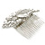 Bridal/ Wedding/ Prom/ Party Rhodium Plated Clear Swarovski Sculptured Leaf Crystal Hair Comb - 100mm - view 11