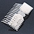 Bridal/ Wedding/ Prom/ Party Rhodium Plated Clear Crystal, Simulated Pearl 'Bow' Hair Comb - 90mm - view 4